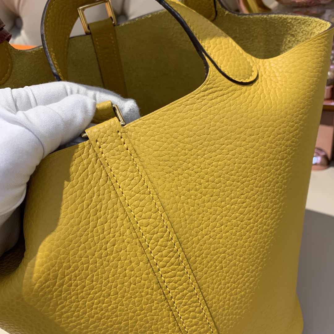 에르메스 피코탄18 앰버 옐로우 금장 끌레망스 가죽